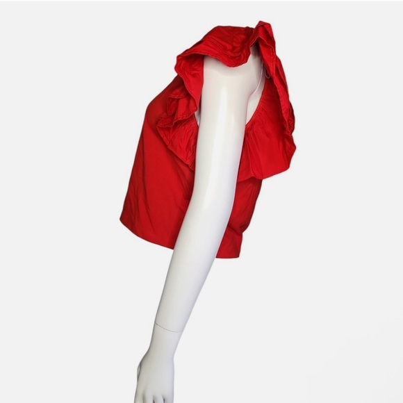 Red Ruffle Sleeve Top - Picture 2 of 6